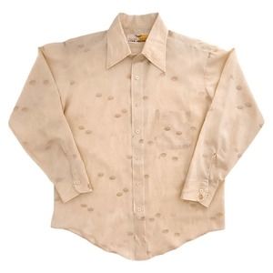 Vintage Van Heusen Longsleeve Button Up Sport Dress Shirt Mens Size XL Tan Peach